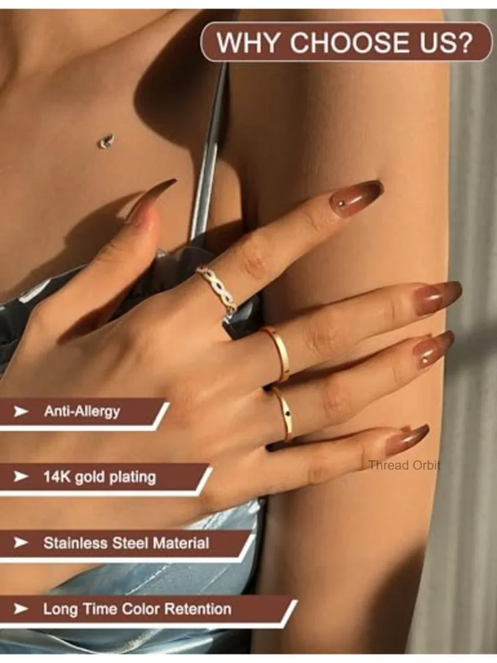 6 Pcs Stainless Steel Stackable Rings Set Knuckle Rings Wedding Bands